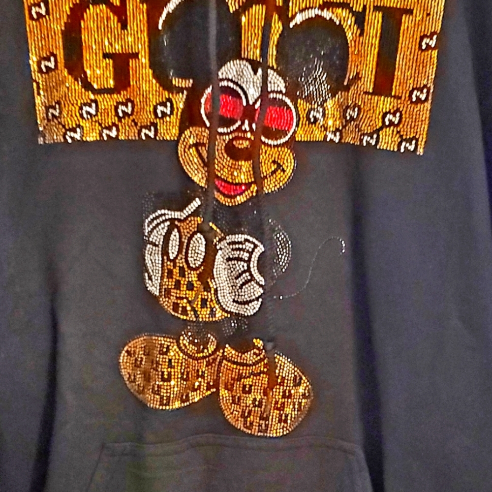 Gilden Mickey mouse rhinestone hoodie size large